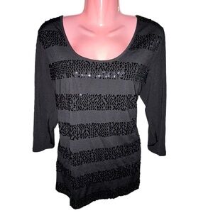 Cato Sequence Sz M‎ Black Blouse Top